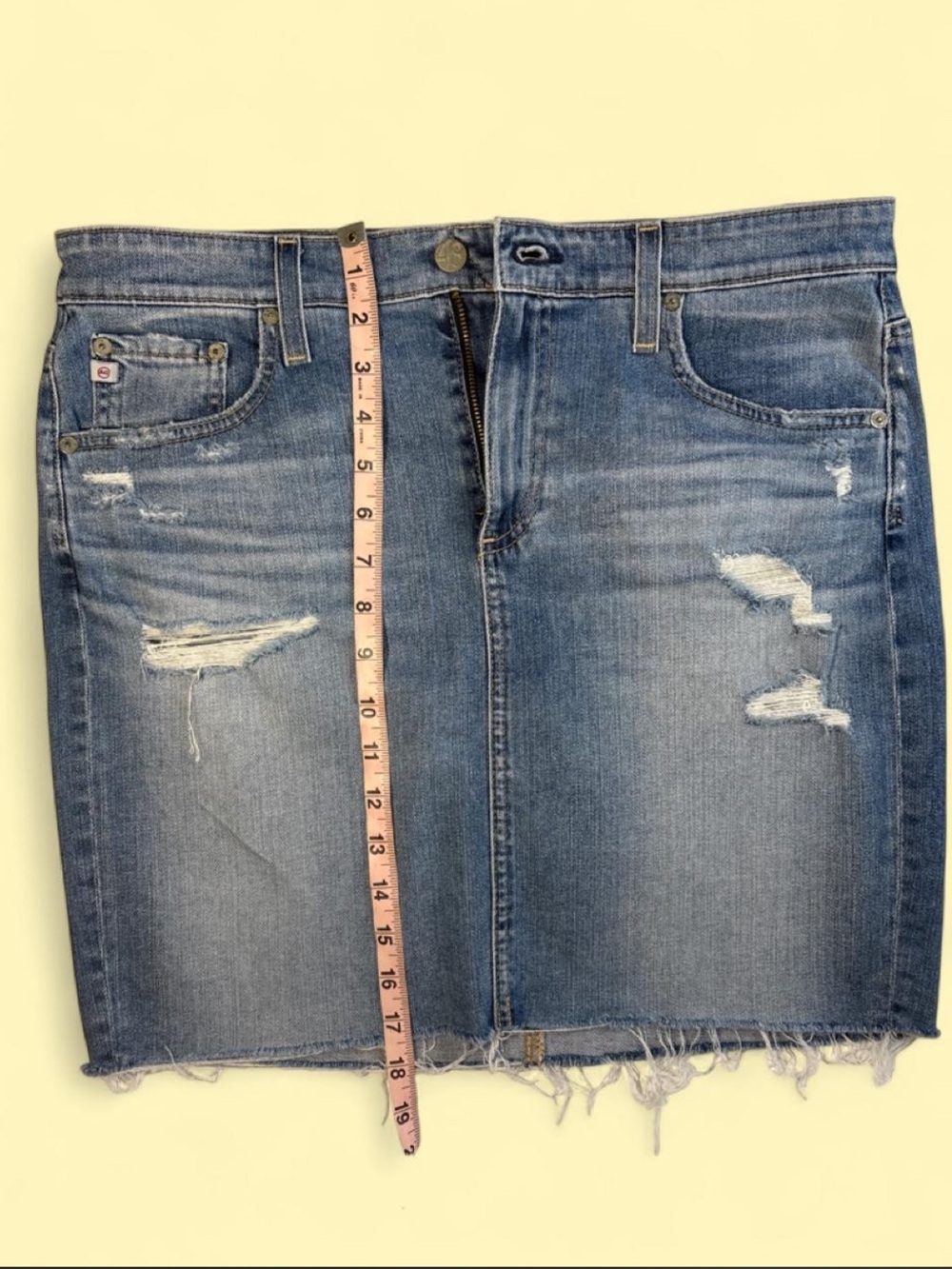 AG Adriano Goldschmied Blue Distressed Denim Mini Skirt - Picture 7 of 7